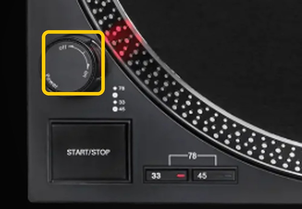 Power knob circled